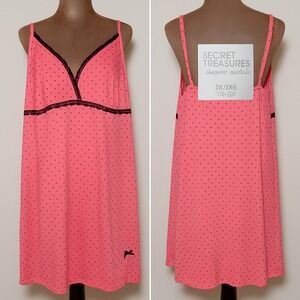 Secret Treasures 2X Sleepwear Essentials Peach Babydoll Polka Dot Nightgown Cami